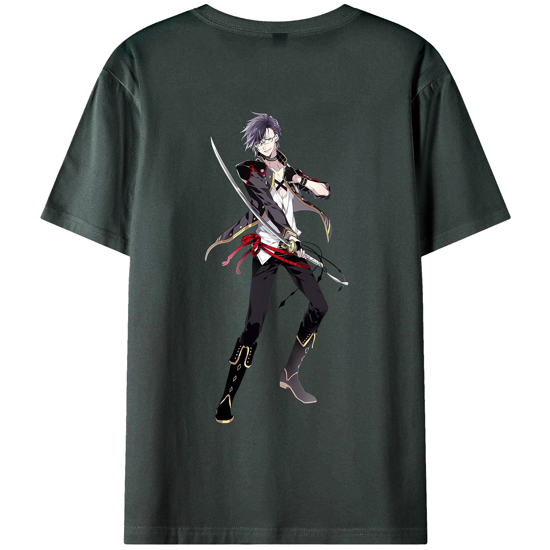 （画像用） 刀剣乱舞 Touken Ranbu 綿100％ メンズ半袖Tシャツ（バックプリント） 通気性